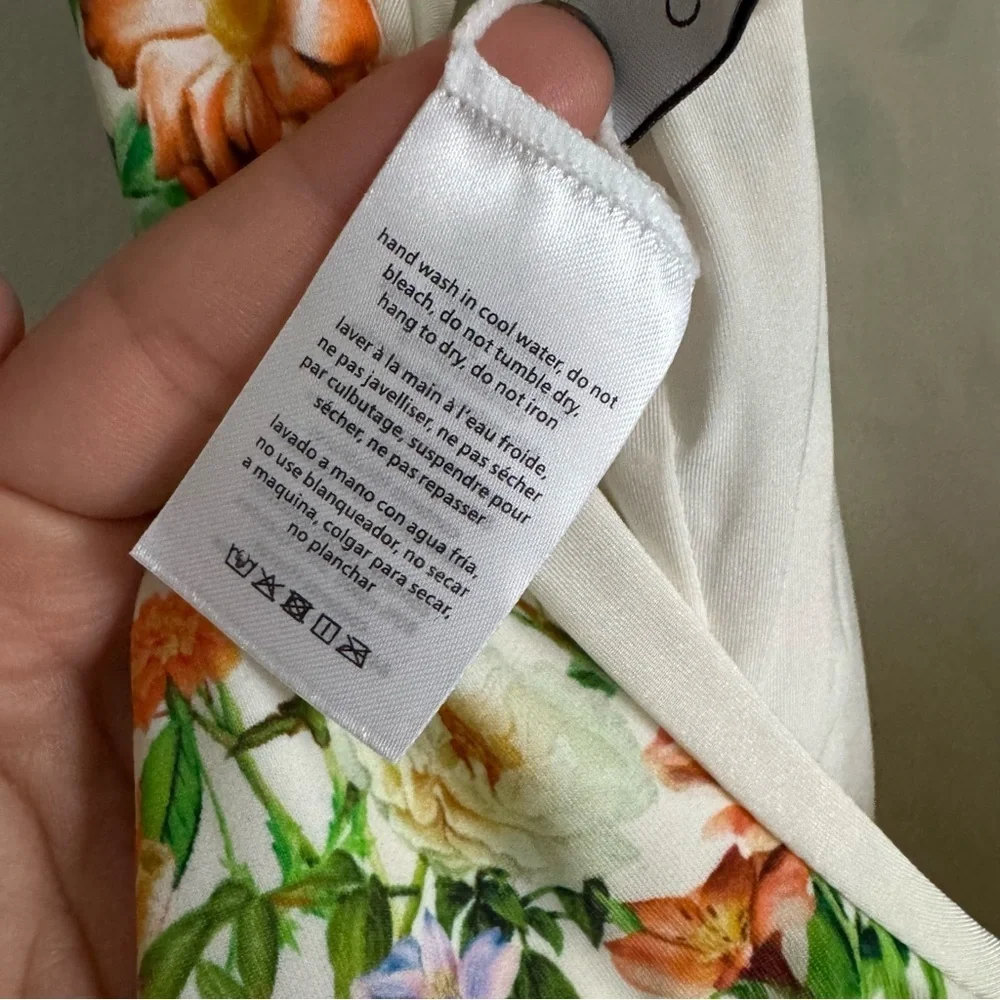 Onia Rachel Floral Scoop One-Piece in Lily White Size Large